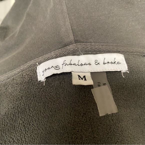 Young Fabulous & Broke Fritzy Velour Full Zip Hoodie Jacket in Woodsmoke Gray M - Picture 6 of 6